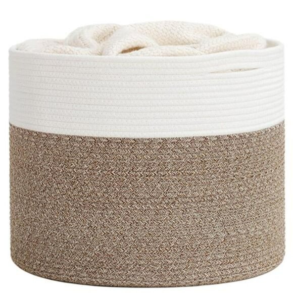 Large Cotton Rope Storage Basket Woven Bin for Toys Blankets Nursery Living - Picture 1 of 7